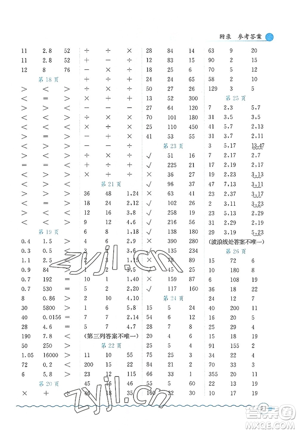 龍門書局2022黃岡小狀元口算速算練習(xí)冊五年級數(shù)學(xué)上冊BS北師版答案