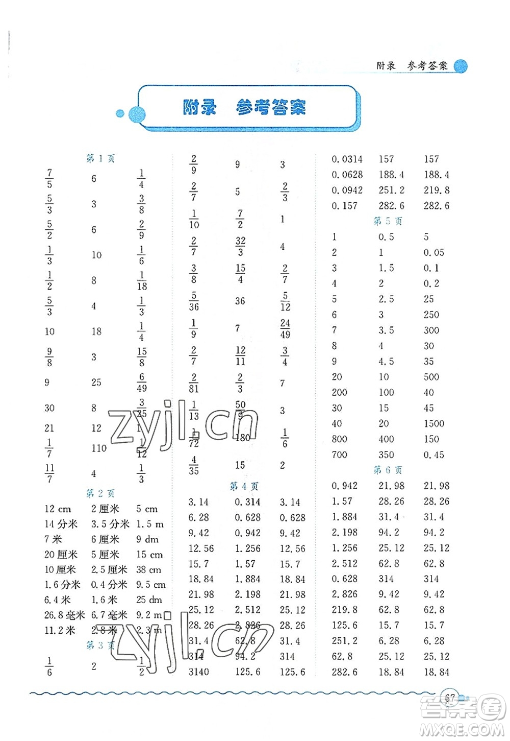 龍門書(shū)局2022黃岡小狀元口算速算練習(xí)冊(cè)六年級(jí)數(shù)學(xué)上冊(cè)BS北師版答案