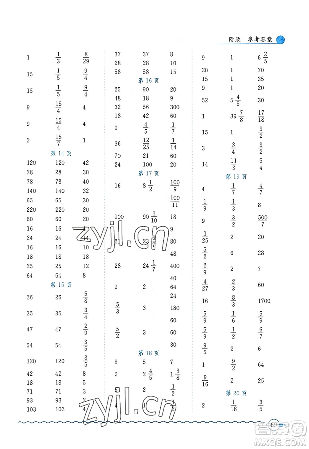 龍門書(shū)局2022黃岡小狀元口算速算練習(xí)冊(cè)六年級(jí)數(shù)學(xué)上冊(cè)BS北師版答案