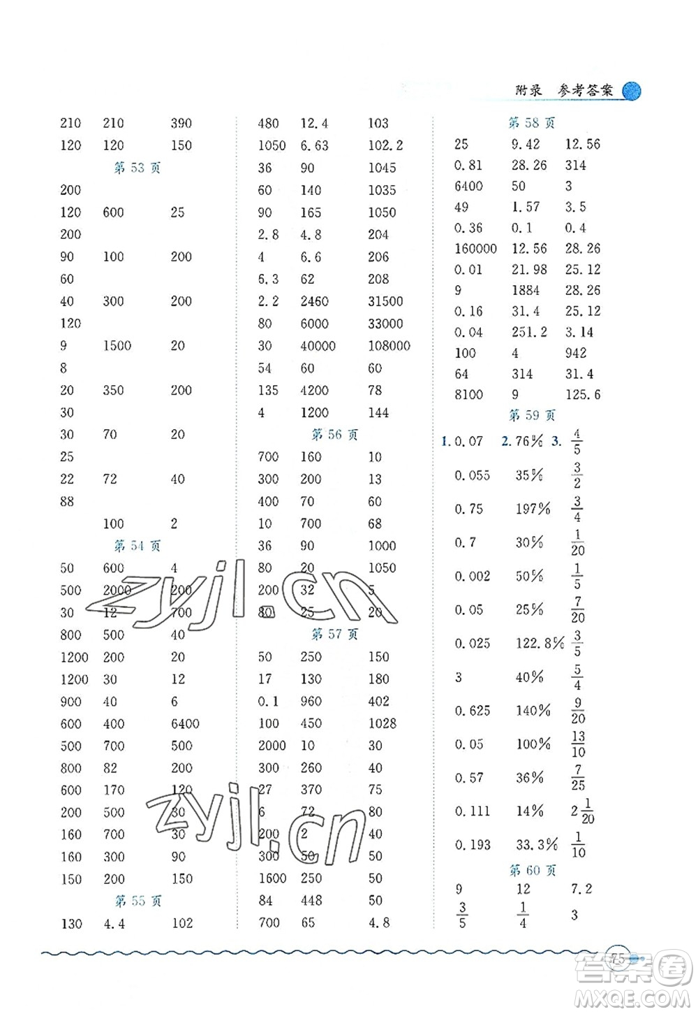 龍門書(shū)局2022黃岡小狀元口算速算練習(xí)冊(cè)六年級(jí)數(shù)學(xué)上冊(cè)BS北師版答案