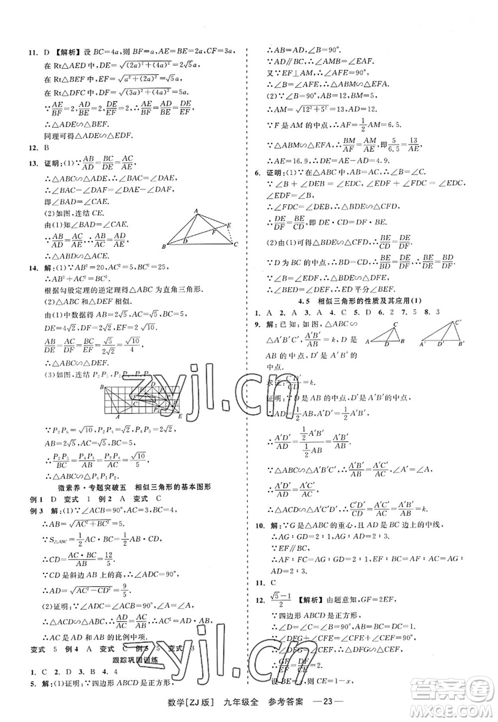 浙江工商大學(xué)出版社2022精彩練習(xí)就練這一本九年級(jí)數(shù)學(xué)全一冊(cè)ZJ浙教版答案