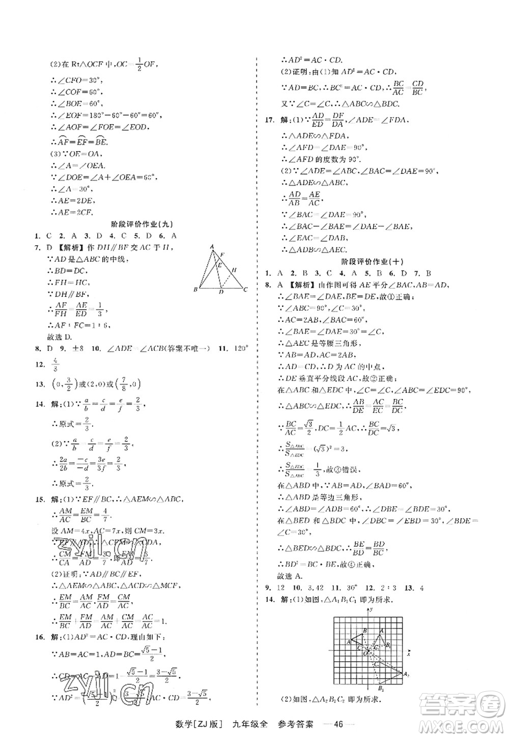 浙江工商大學(xué)出版社2022精彩練習(xí)就練這一本九年級(jí)數(shù)學(xué)全一冊(cè)ZJ浙教版答案