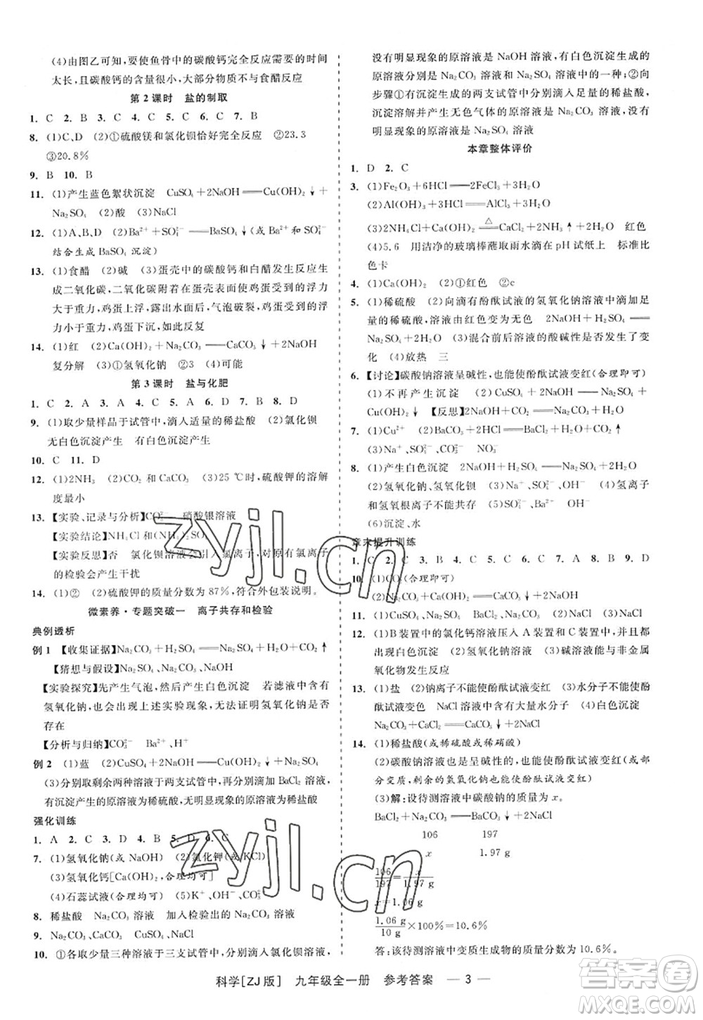 浙江工商大學(xué)出版社2022精彩練習(xí)就練這一本九年級(jí)科學(xué)全一冊(cè)ZJ浙教版答案