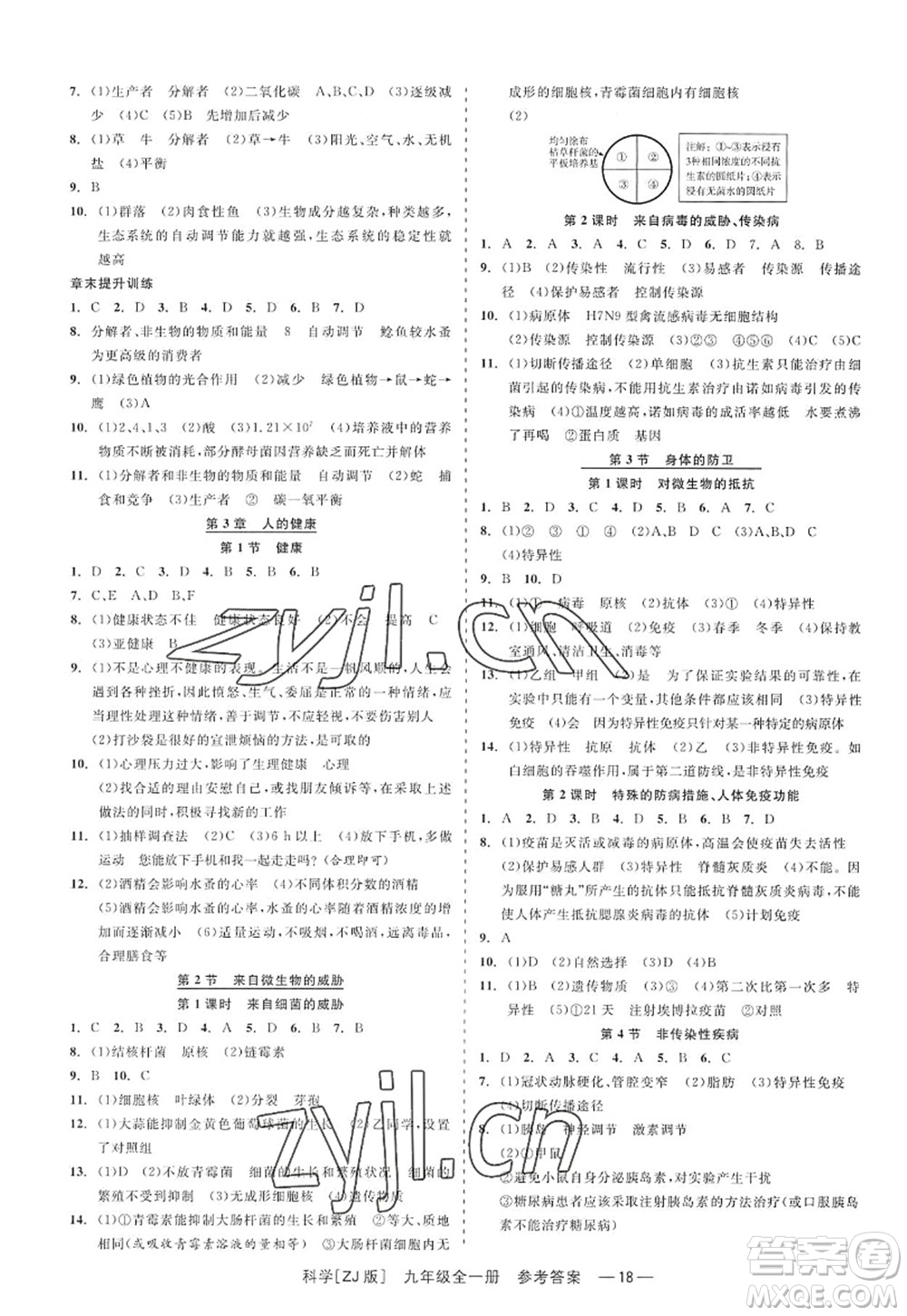 浙江工商大學(xué)出版社2022精彩練習(xí)就練這一本九年級(jí)科學(xué)全一冊(cè)ZJ浙教版答案