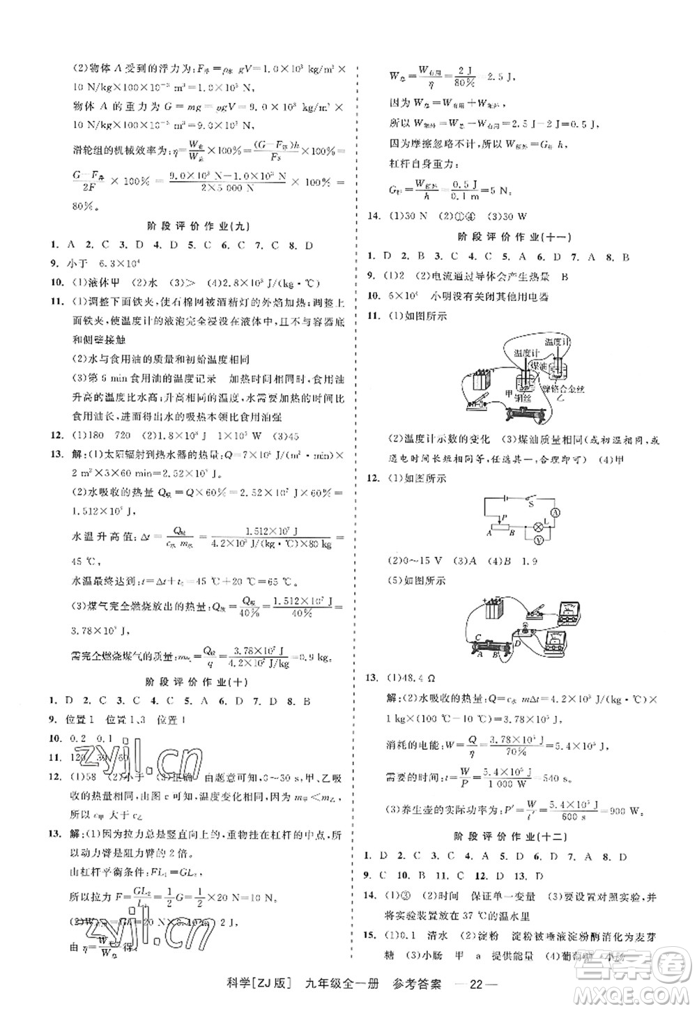 浙江工商大學(xué)出版社2022精彩練習(xí)就練這一本九年級(jí)科學(xué)全一冊(cè)ZJ浙教版答案