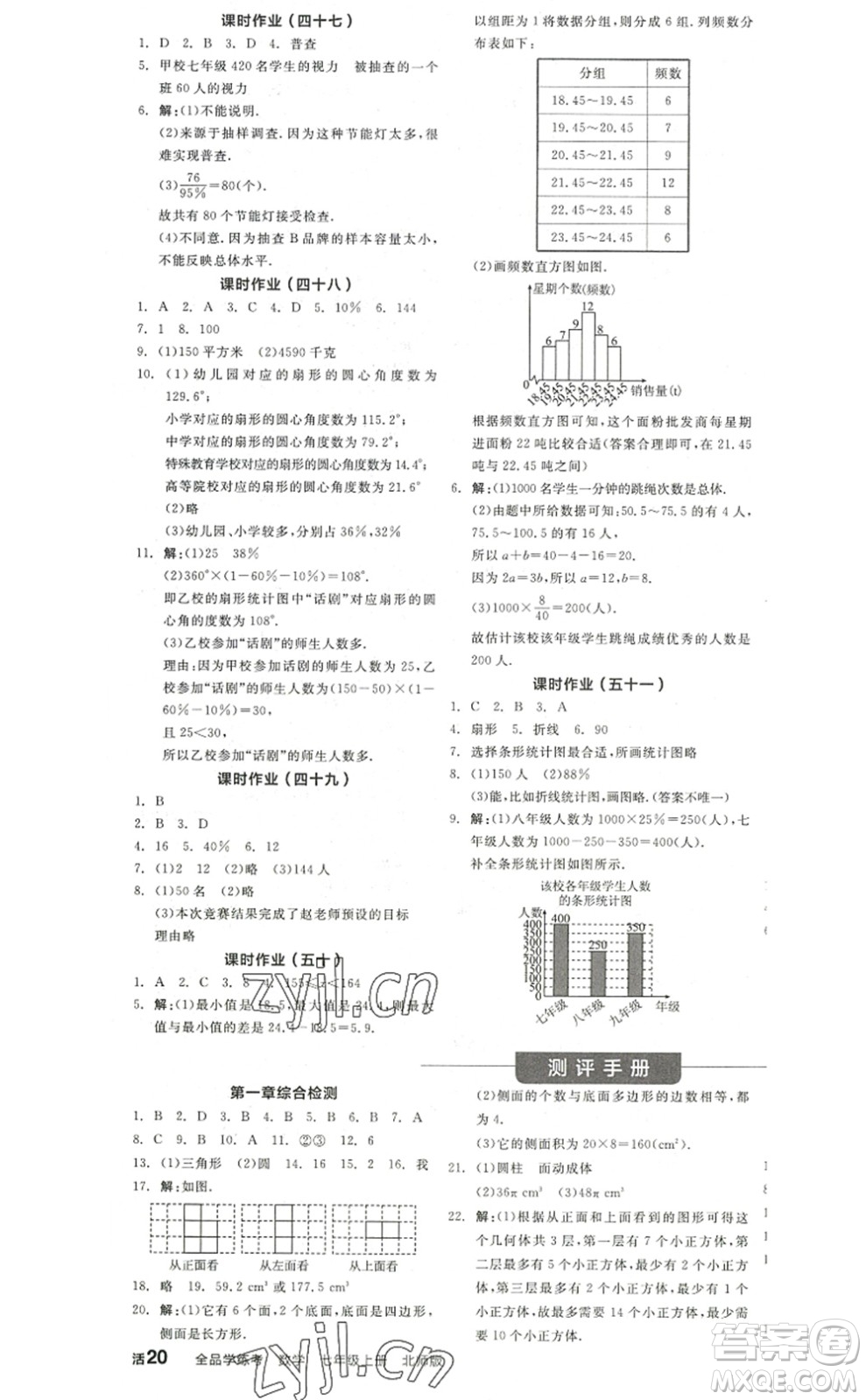 陽(yáng)光出版社2022全品學(xué)練考七年級(jí)數(shù)學(xué)上冊(cè)BS北師版答案