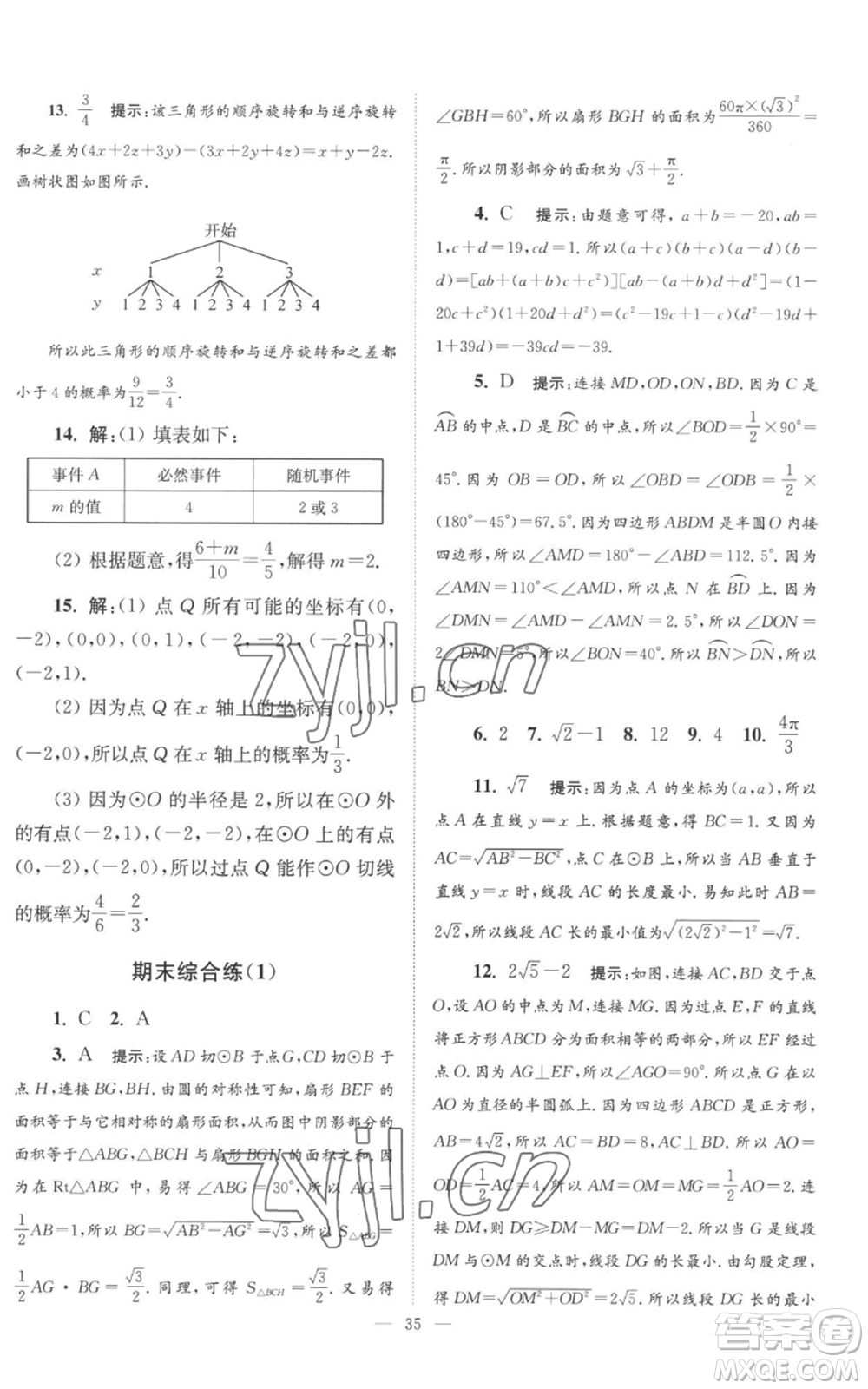 江蘇鳳凰科學技術出版社2022小題狂做九年級上冊數(shù)學蘇科版巔峰版參考答案