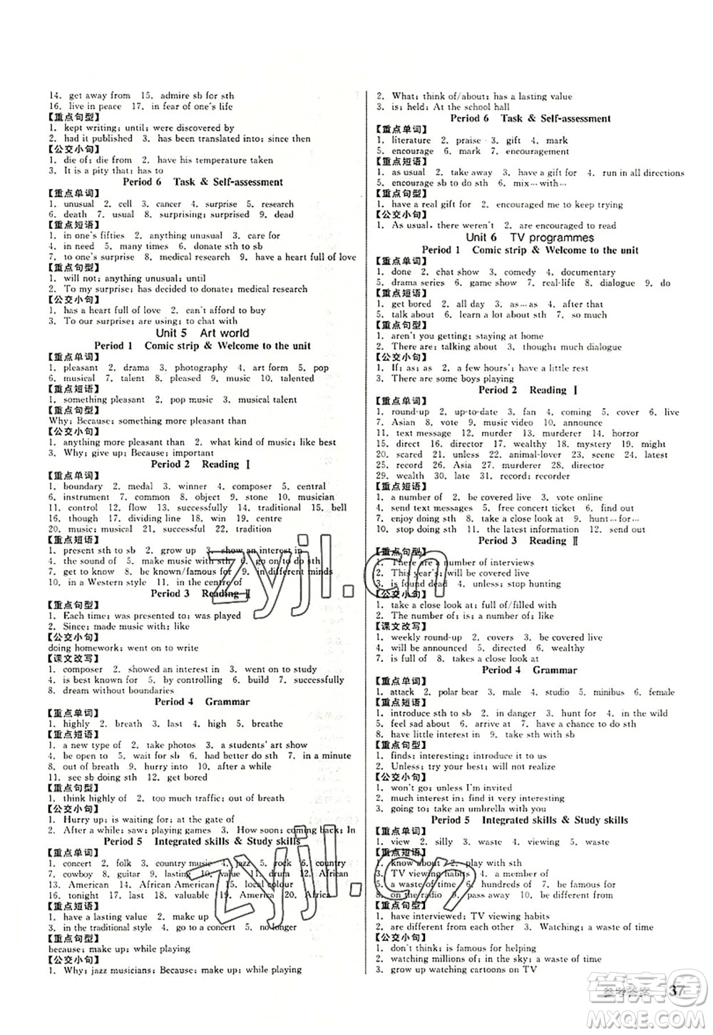 沈陽(yáng)出版社2022全品學(xué)練考九年級(jí)英語(yǔ)全一冊(cè)YLNJ譯林牛津版答案