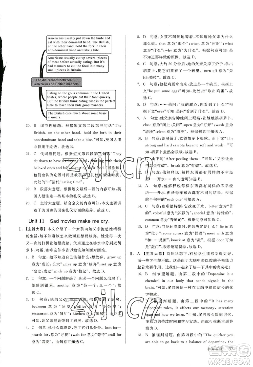 沈陽出版社2022全品學練考九年級英語全一冊RJ人教版浙江專版答案