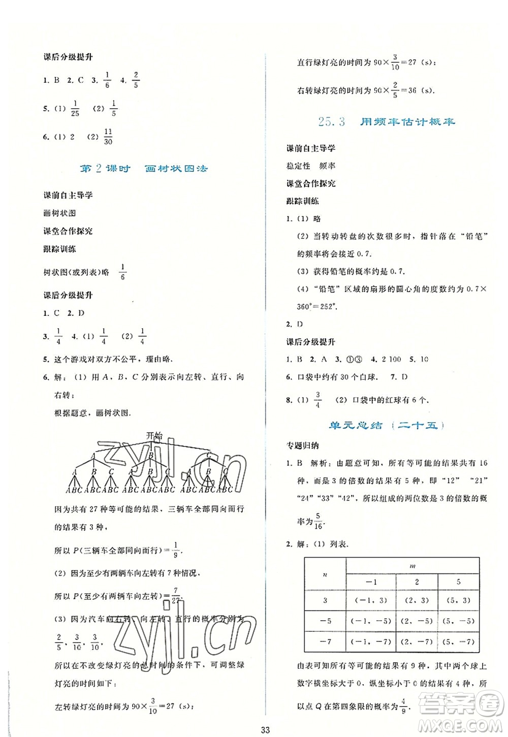 人民教育出版社2022同步輕松練習(xí)九年級(jí)數(shù)學(xué)上冊(cè)人教版答案