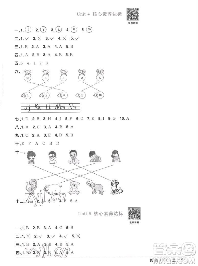 江西教育出版社2022陽(yáng)光同學(xué)一線名師全優(yōu)好卷英語(yǔ)三年級(jí)上冊(cè)人教版答案