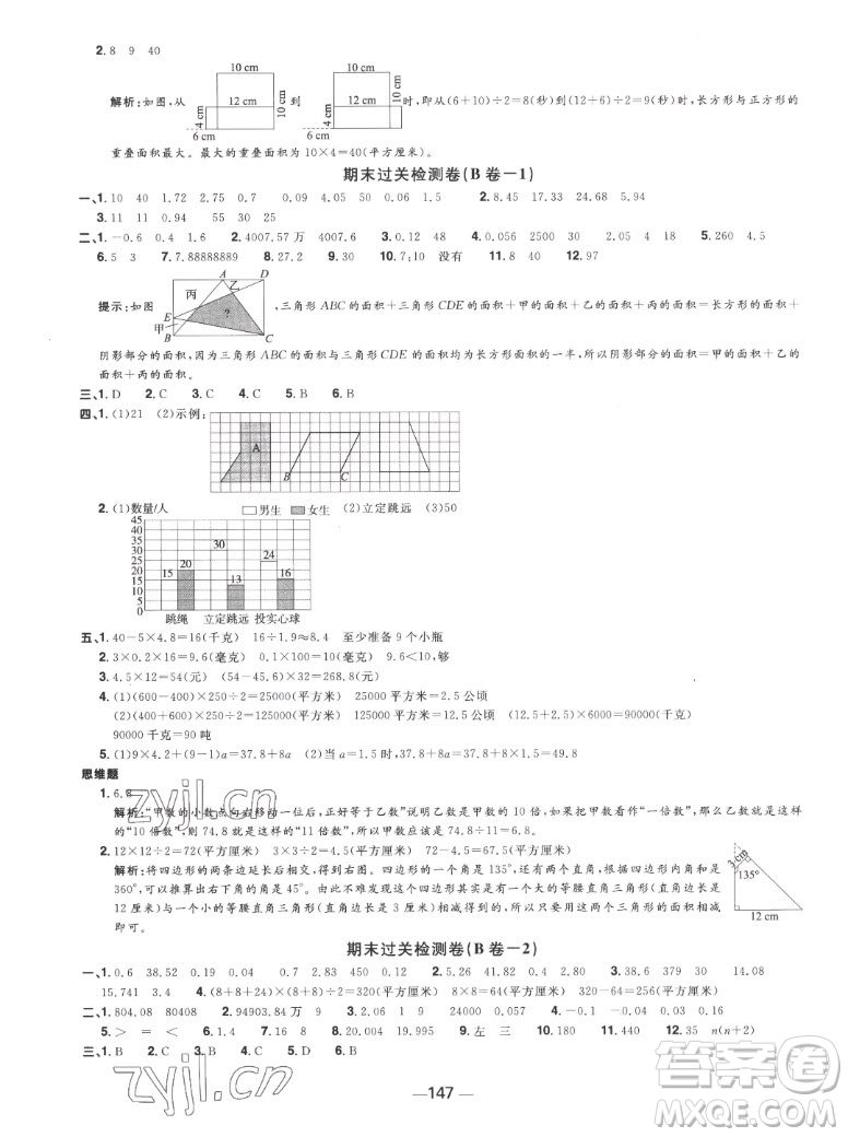 江西教育出版社2022陽光同學(xué)一線名師全優(yōu)好卷數(shù)學(xué)五年級上冊蘇教版答案