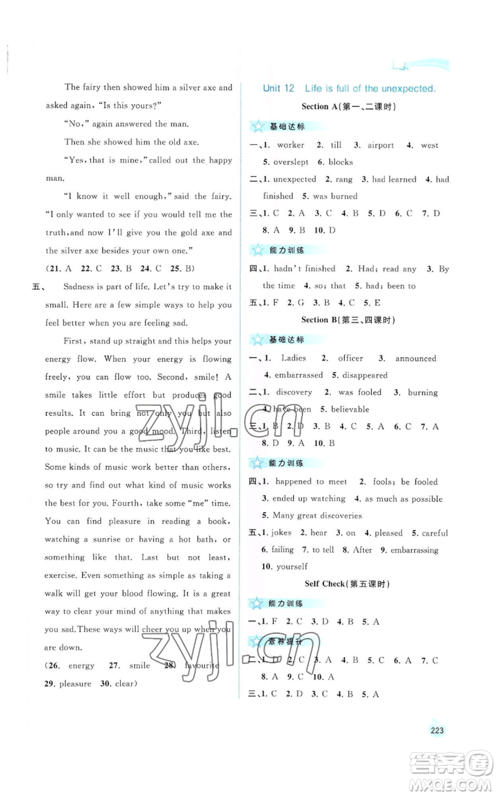 廣西教育出版社2022秋季新課程學(xué)習(xí)與測(cè)評(píng)同步學(xué)習(xí)九年級(jí)英語(yǔ)人教版參考答案