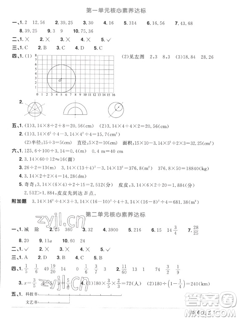 江西教育出版社2022陽(yáng)光同學(xué)一線名師全優(yōu)好卷數(shù)學(xué)六年級(jí)上冊(cè)北師版答案