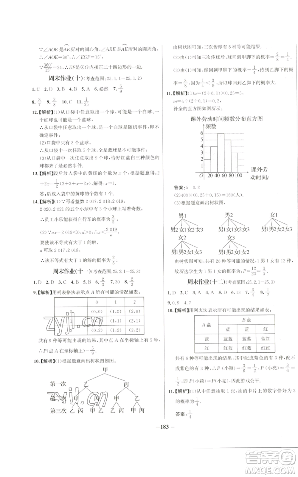 未來出版社2022秋季世紀金榜初中百練百勝九年級上冊數學人教版參考答案