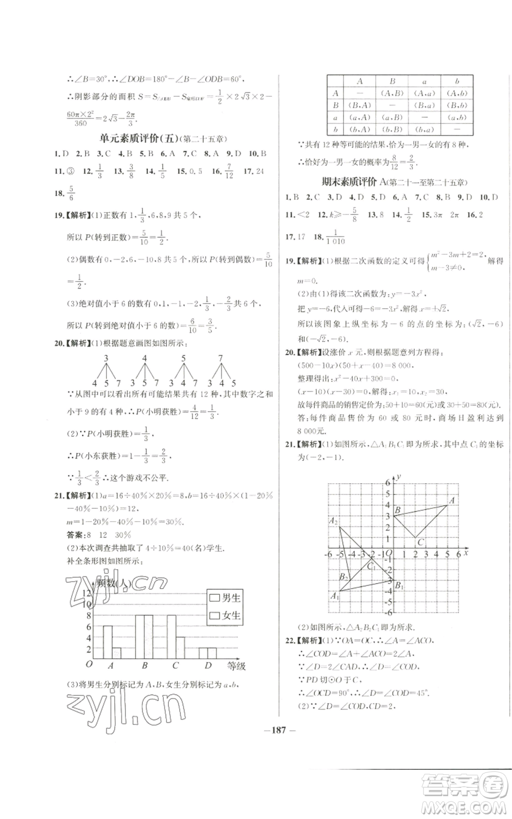 未來出版社2022秋季世紀金榜初中百練百勝九年級上冊數學人教版參考答案