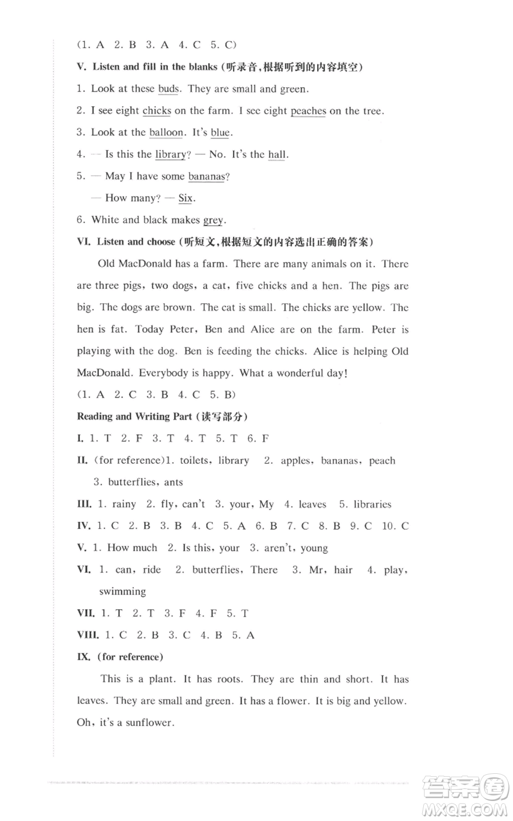 華東師范大學(xué)出版社2022上海名校名卷三年級上冊英語牛津版參考答案