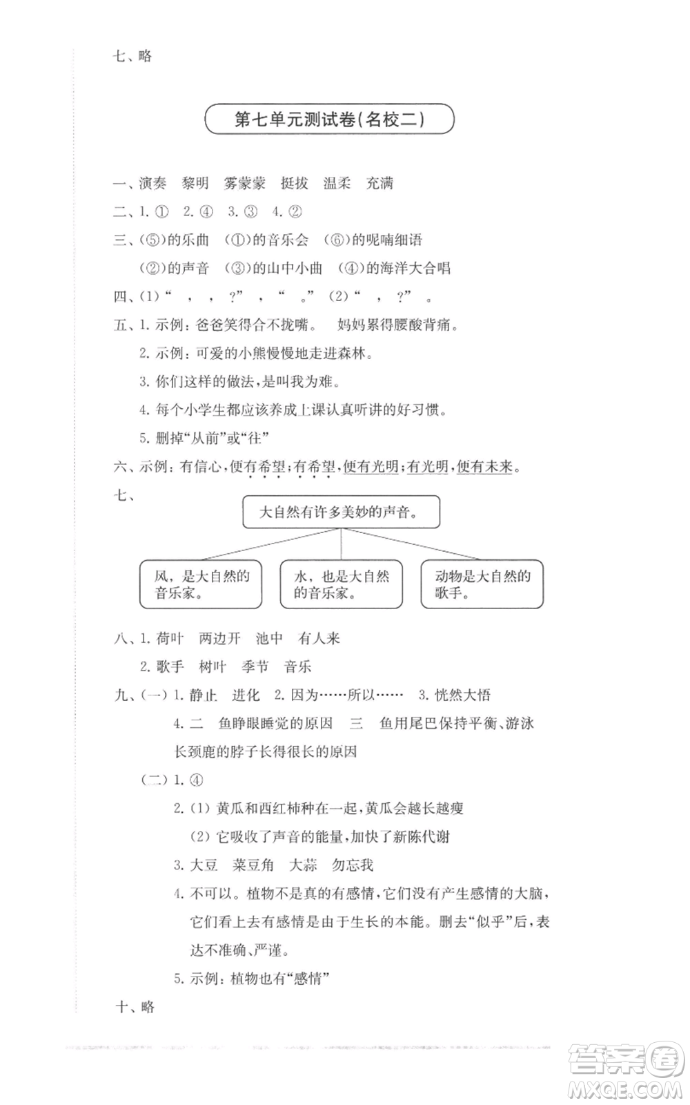 華東師范大學(xué)出版社2022上海名校名卷三年級上冊語文人教版參考答案