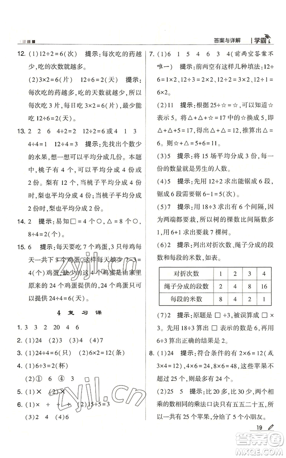 甘肅少年兒童出版社2022經(jīng)綸學(xué)典學(xué)霸二年級上冊數(shù)學(xué)蘇教版參考答案