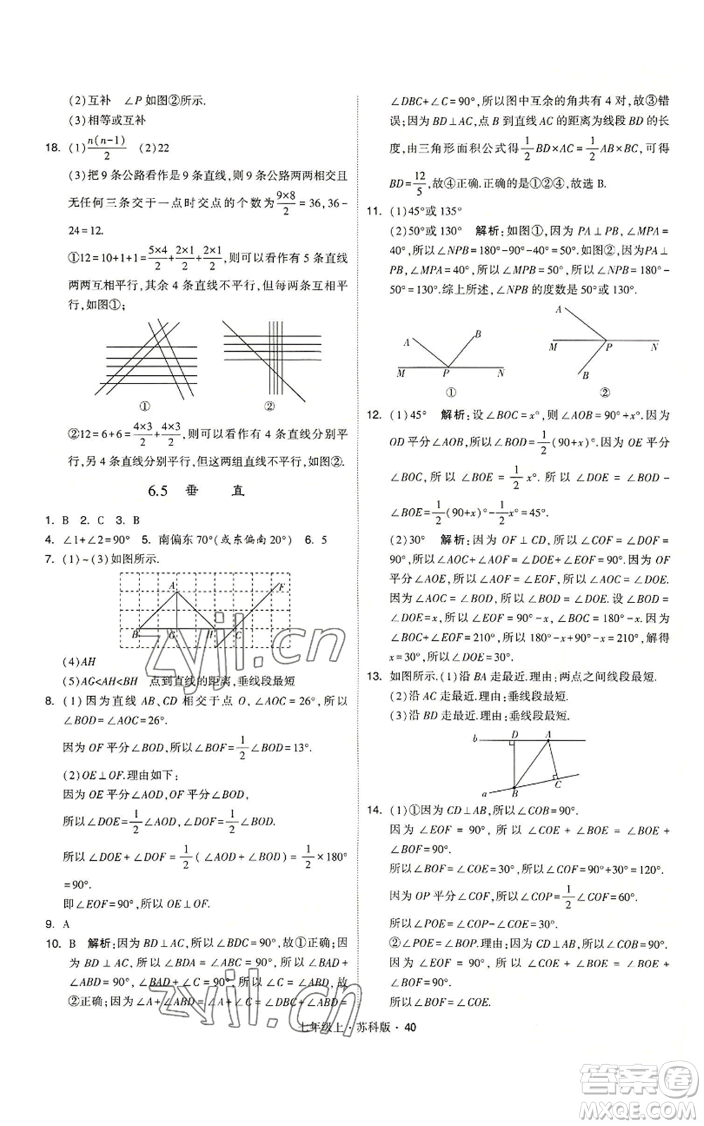 甘肅少年兒童出版社2022秋季學(xué)霸題中題七年級(jí)上冊(cè)數(shù)學(xué)蘇科版參考答案