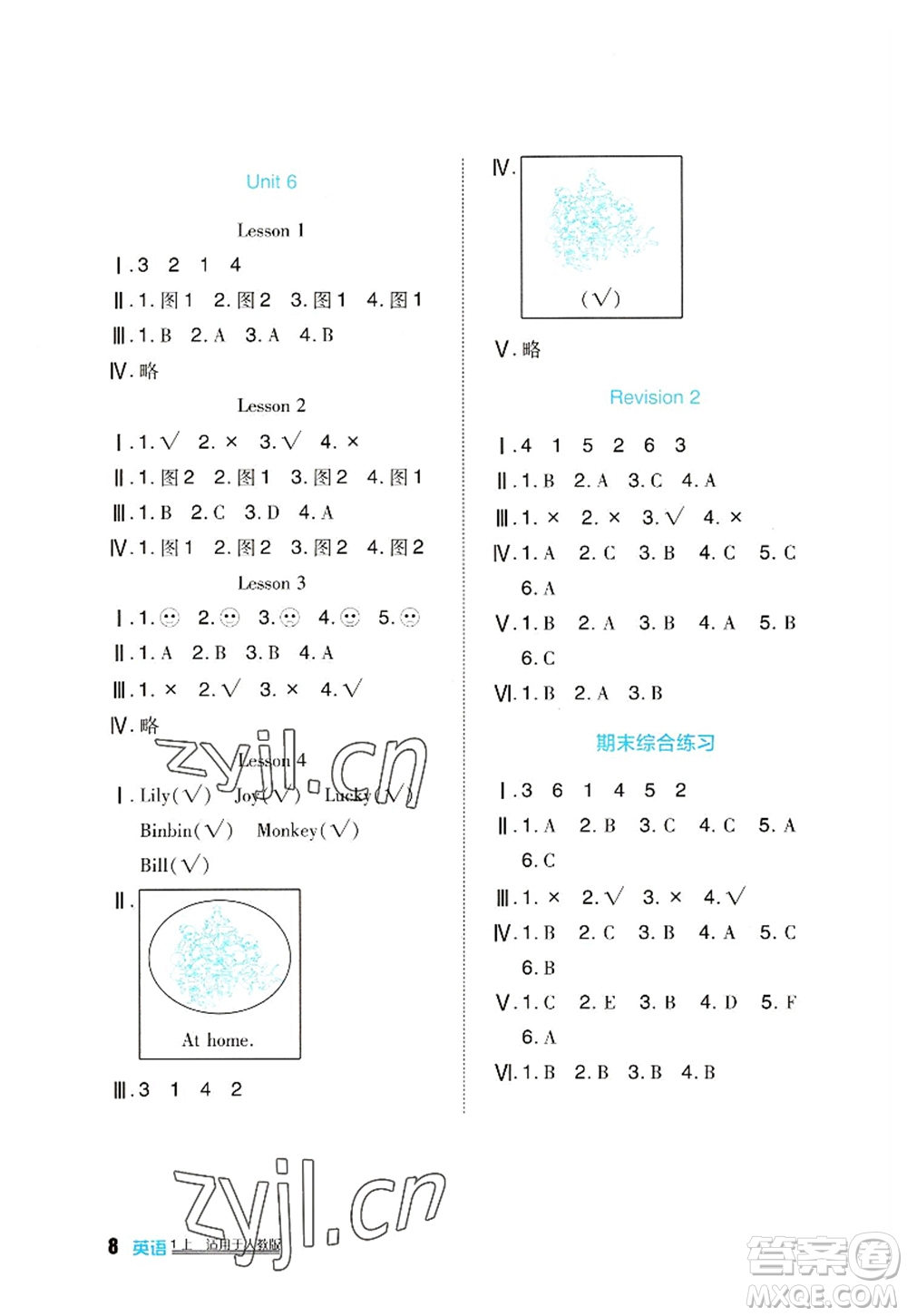 四川教育出版社2022新課標(biāo)小學(xué)生學(xué)習(xí)實踐園地一年級英語上冊人教版答案