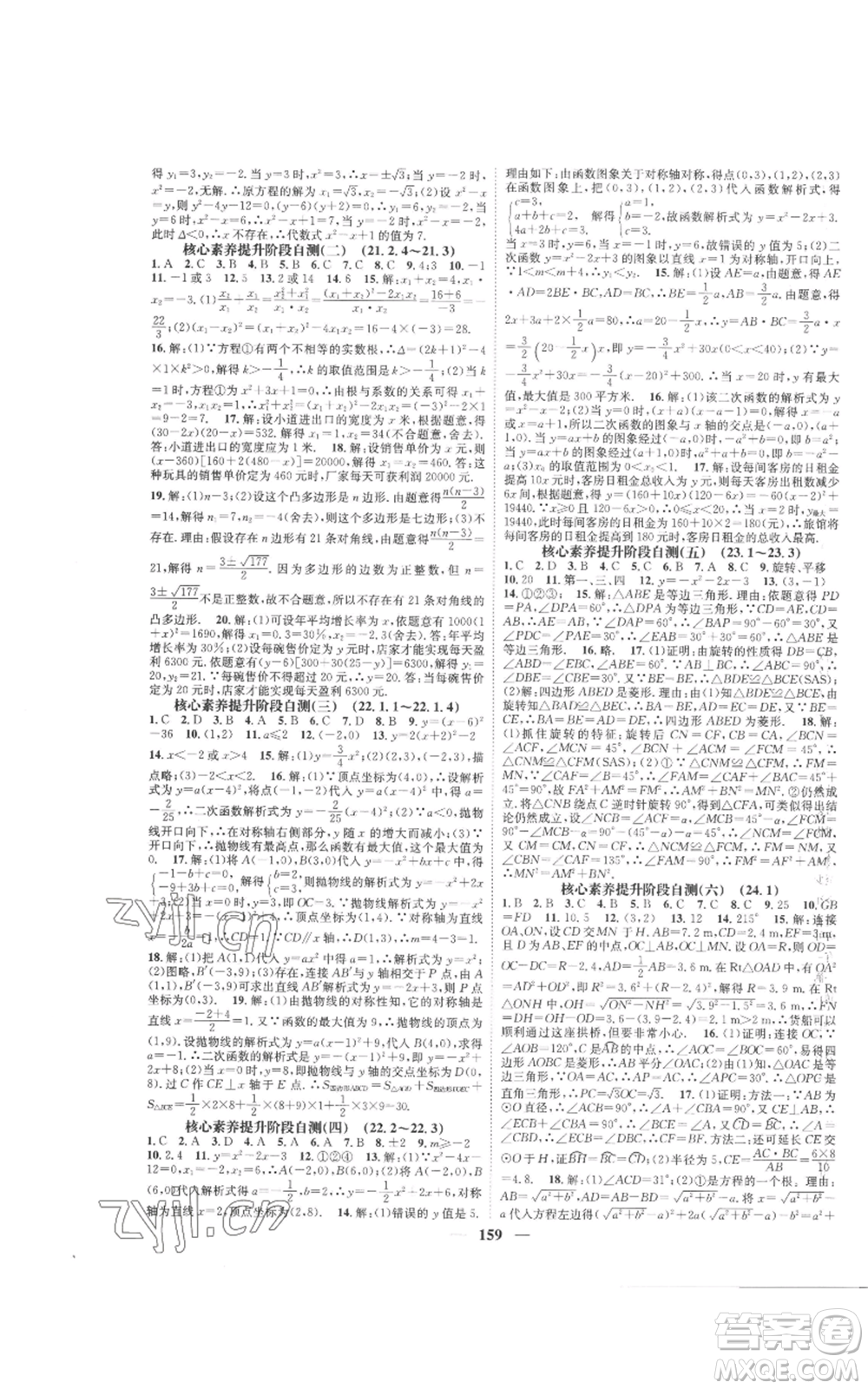 天津科學(xué)技術(shù)出版社2022智慧學(xué)堂核心素養(yǎng)提升法九年級(jí)上冊(cè)數(shù)學(xué)人教版參考答案