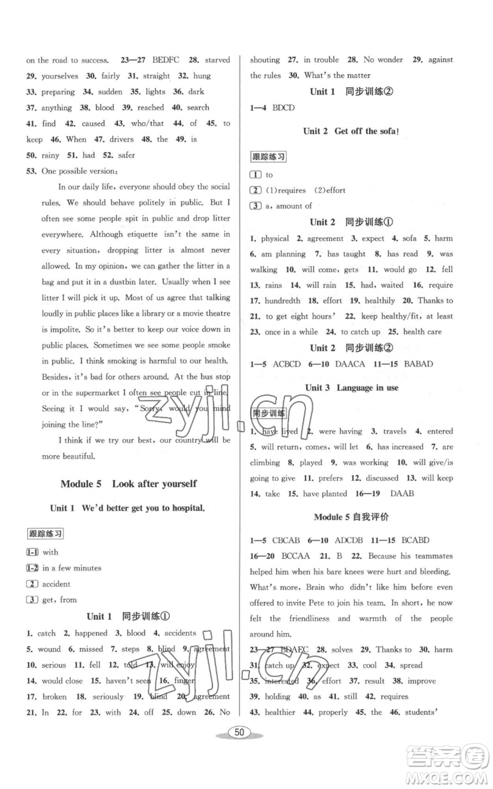 北京教育出版社2022秋季教與學(xué)課程同步講練九年級(jí)英語外研版參考答案