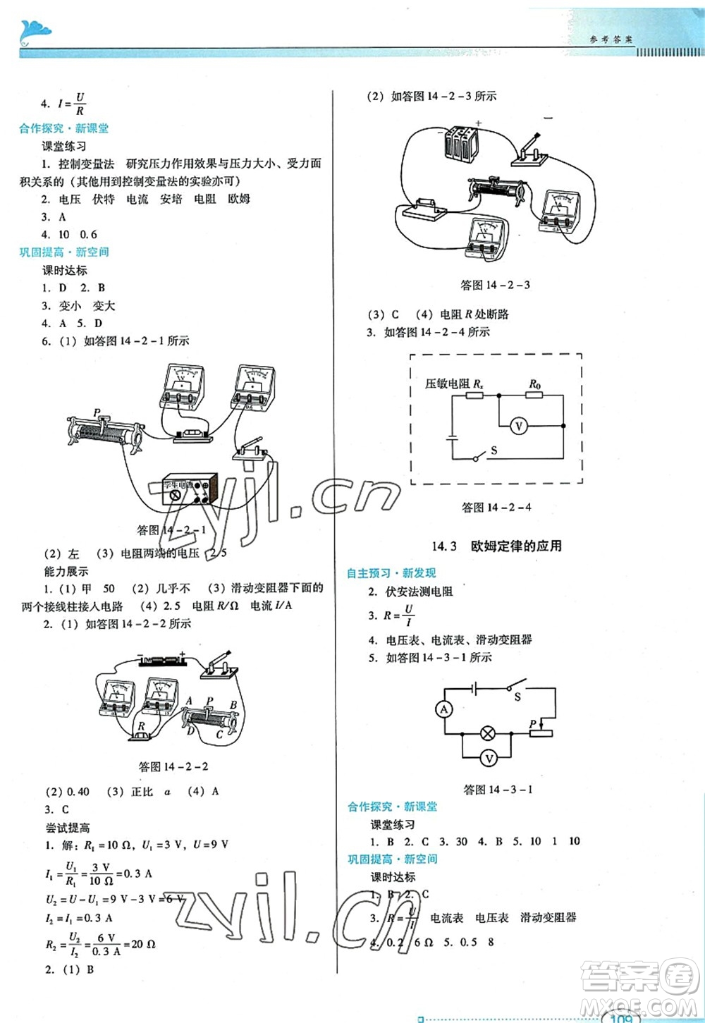 廣東教育出版社2022南方新課堂金牌學案九年級物理上冊粵教滬科版答案