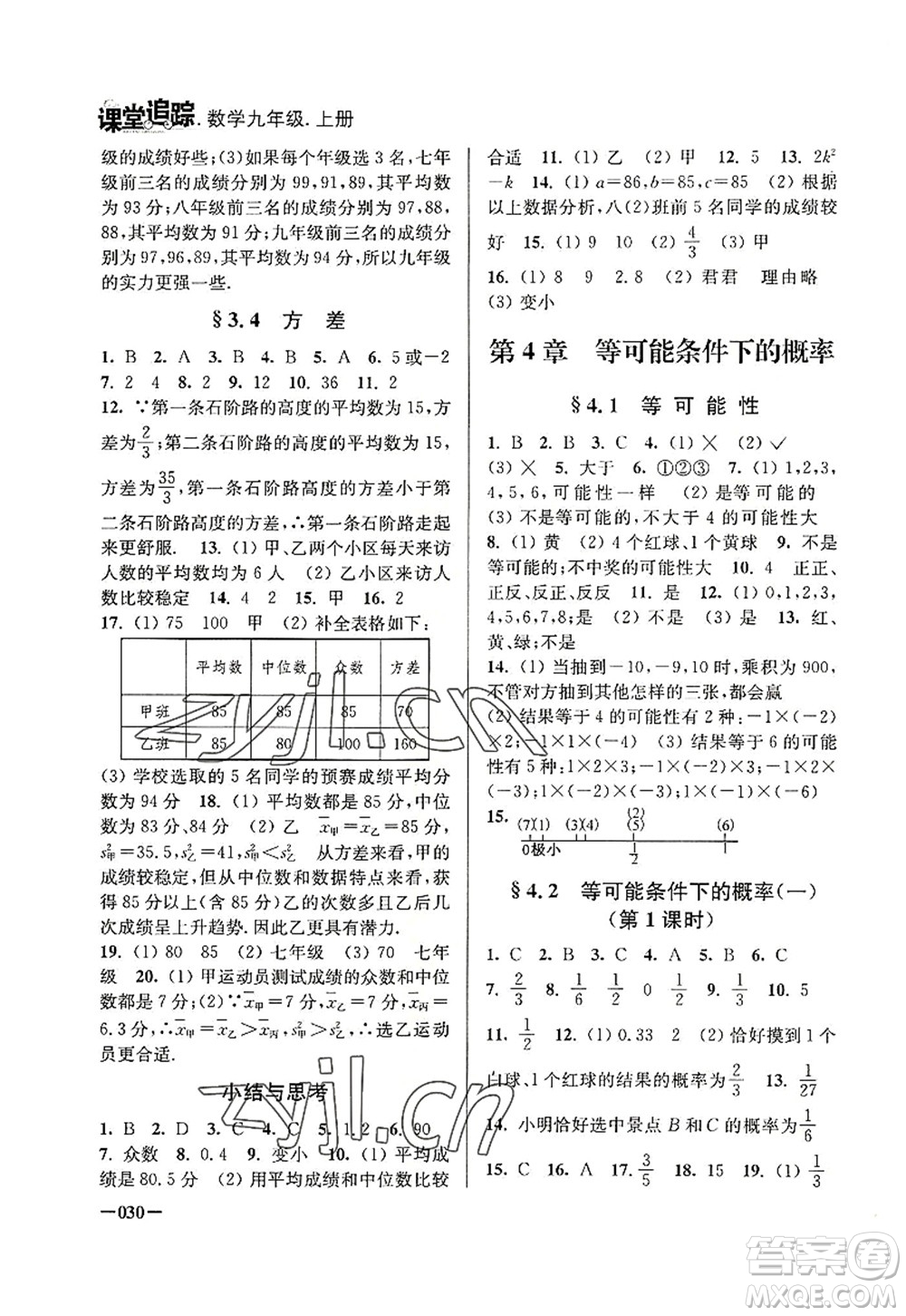 江蘇鳳凰美術(shù)出版社2022課堂追蹤九年級數(shù)學上冊蘇科版答案