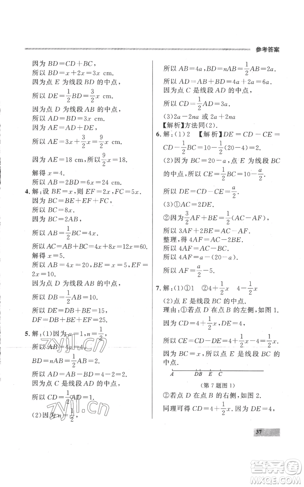 延邊大學(xué)出版社2022秋季點石成金金牌每課通七年級上冊數(shù)學(xué)人教版參考答案