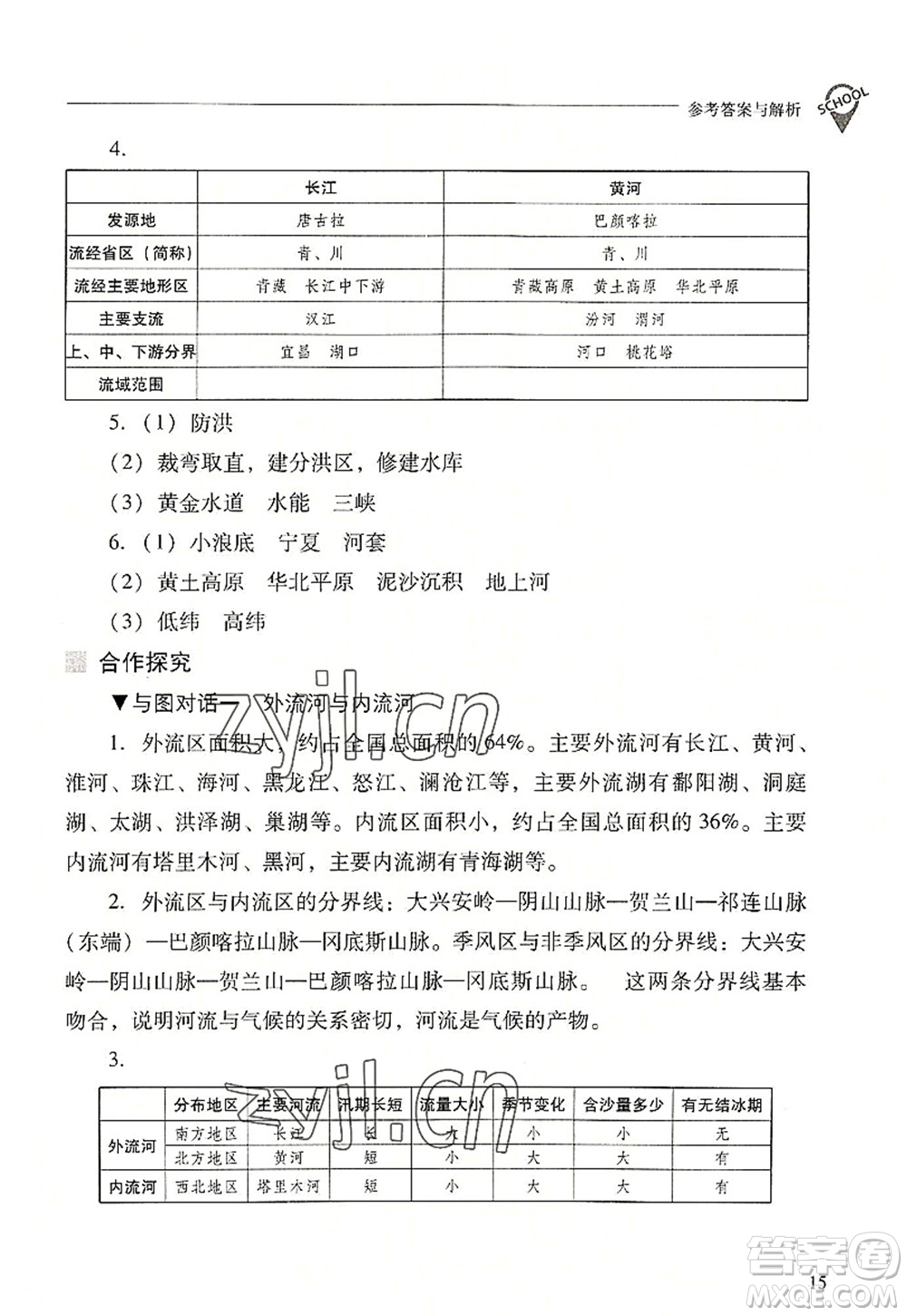 山西教育出版社2022新課程問題解決導(dǎo)學(xué)方案八年級(jí)地理上冊(cè)晉教版答案