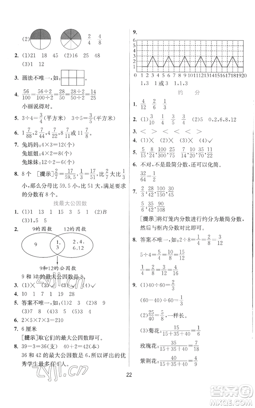 江蘇人民出版社2022秋季實(shí)驗(yàn)班提優(yōu)訓(xùn)練五年級(jí)上冊(cè)數(shù)學(xué)北師大版參考答案