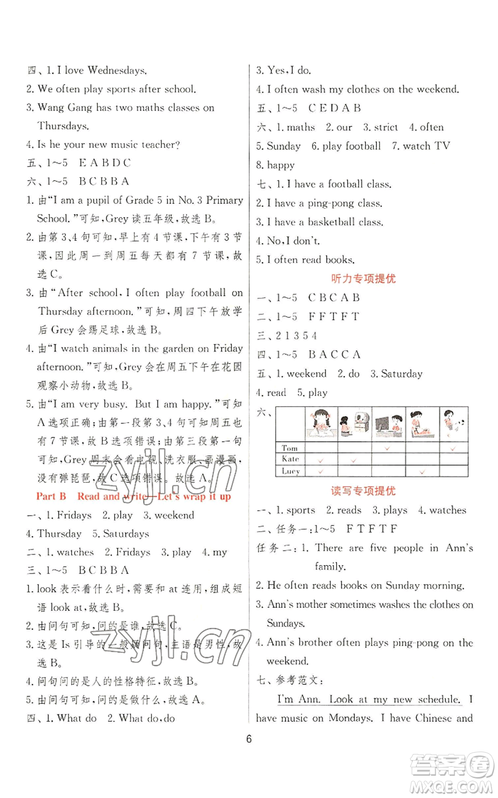 江蘇人民出版社2022秋季實驗班提優(yōu)訓(xùn)練五年級上冊英語人教版參考答案