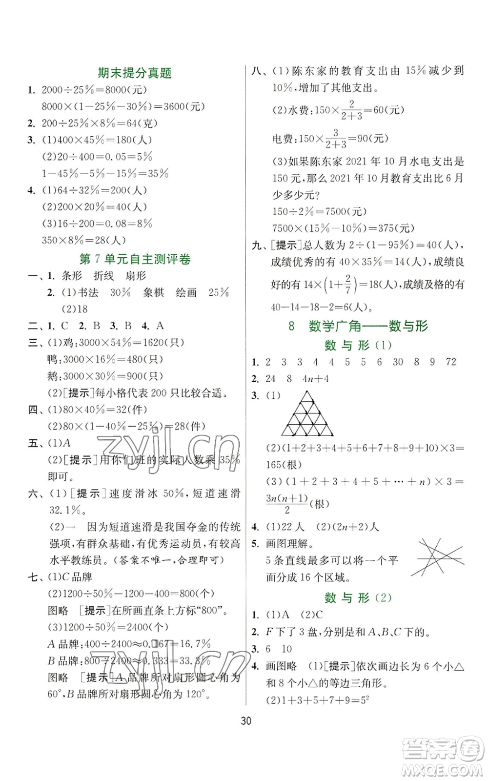 江蘇人民出版社2022秋季實(shí)驗(yàn)班提優(yōu)訓(xùn)練六年級(jí)上冊(cè)數(shù)學(xué)人教版參考答案