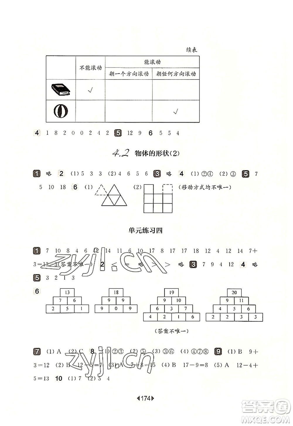 華東師范大學(xué)出版社2022一課一練一年級(jí)數(shù)學(xué)第一學(xué)期華東師大版上海專用答案