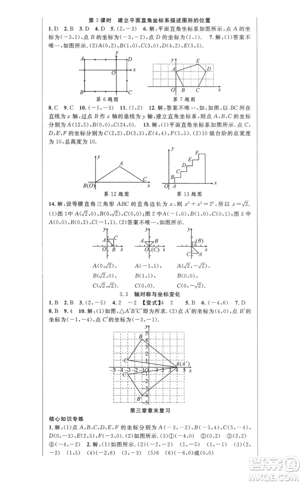 新疆科學技術(shù)出版社2022秋季課時奪冠八年級上冊數(shù)學北師大版參考答案