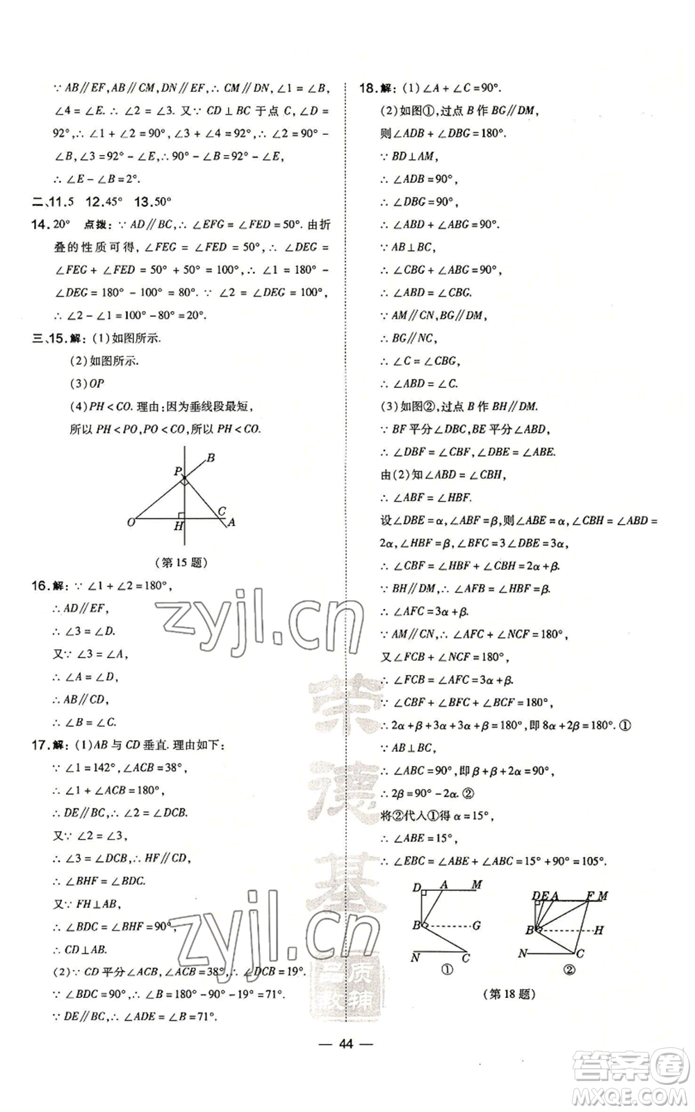 山西教育出版社2022秋季點撥訓(xùn)練七年級上冊數(shù)學(xué)華師大版參考答案