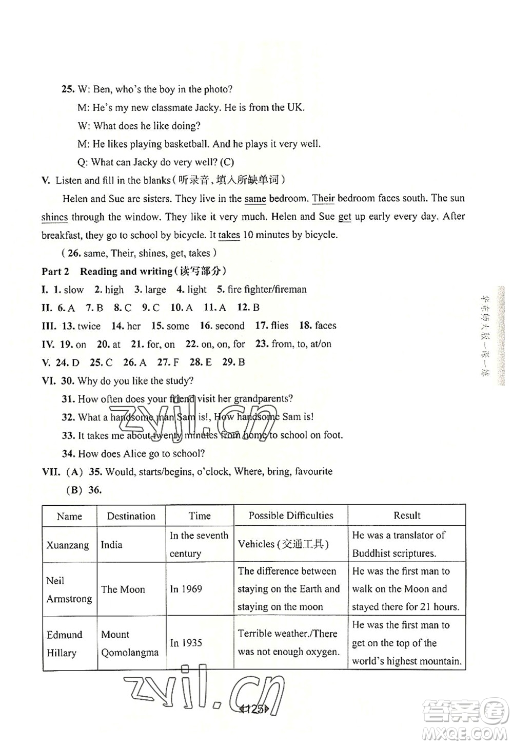 華東師范大學(xué)出版社2022一課一練五年級(jí)英語(yǔ)第一學(xué)期N版華東師大版上海專用答案