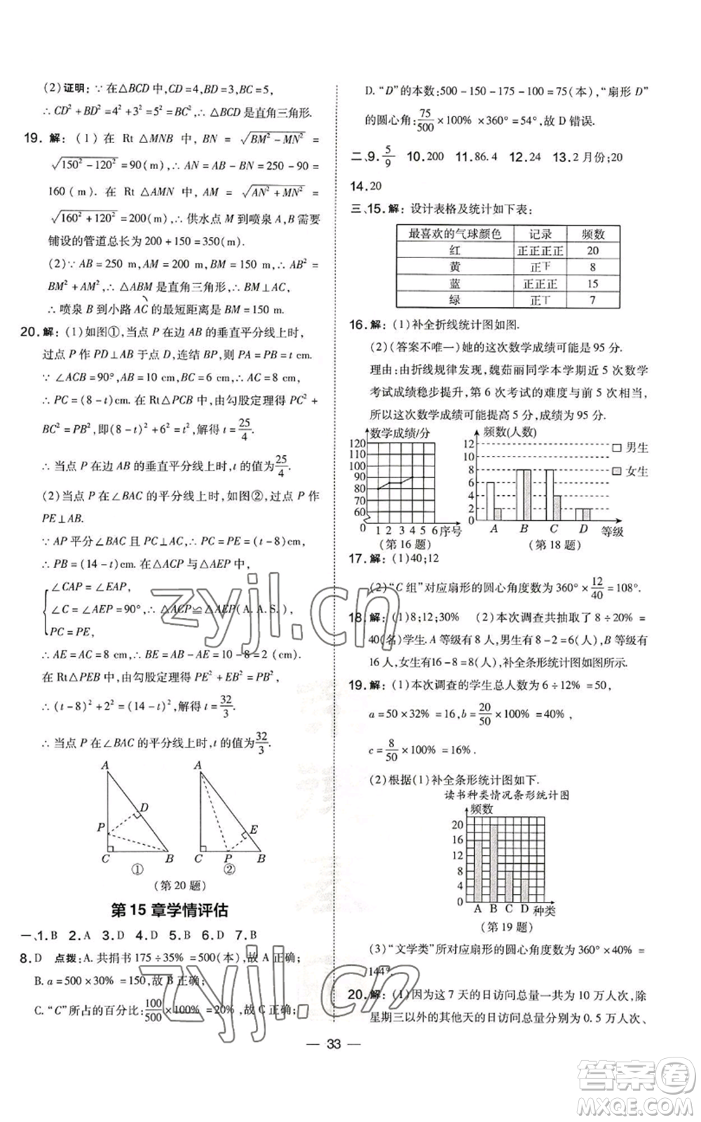 山西教育出版社2022秋季點(diǎn)撥訓(xùn)練八年級(jí)上冊(cè)數(shù)學(xué)華師大版參考答案