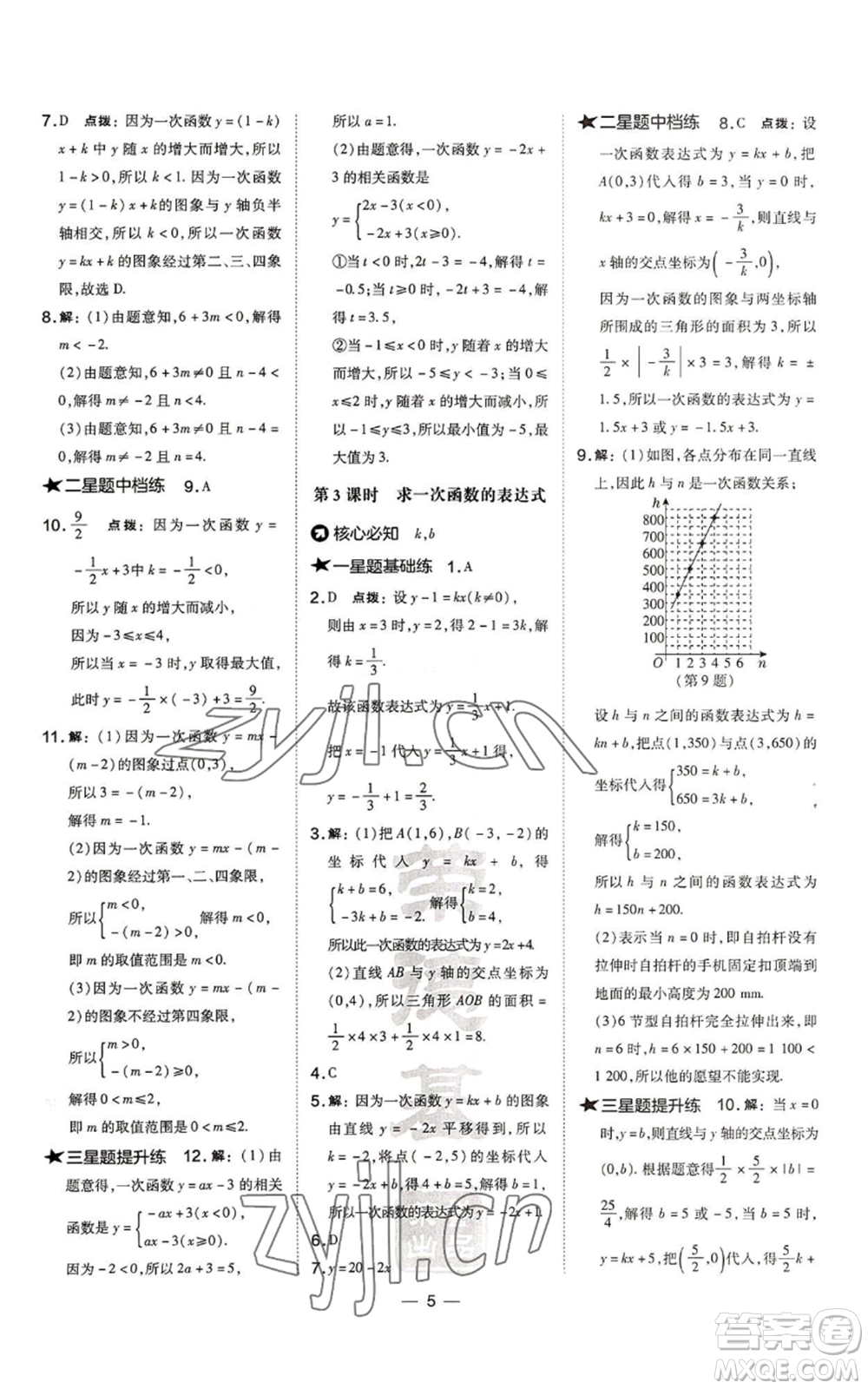 山西教育出版社2022秋季點(diǎn)撥訓(xùn)練八年級(jí)上冊(cè)數(shù)學(xué)滬科版安徽專(zhuān)用參考答案