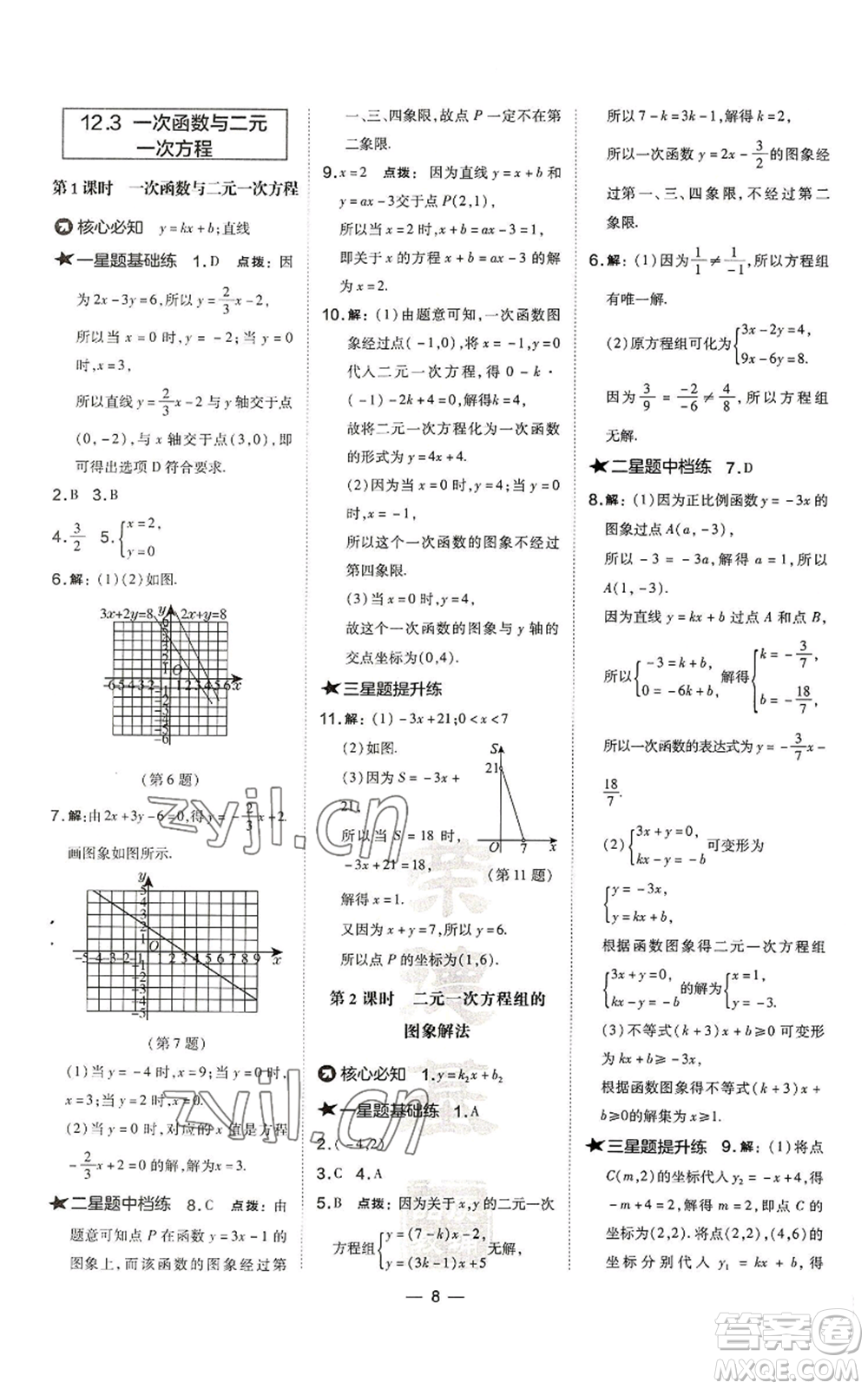 山西教育出版社2022秋季點(diǎn)撥訓(xùn)練八年級(jí)上冊(cè)數(shù)學(xué)滬科版安徽專(zhuān)用參考答案