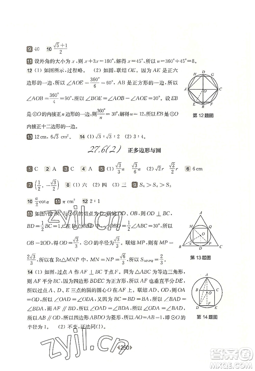 華東師范大學(xué)出版社2022一課一練九年級數(shù)學(xué)全一冊華東師大版上海專用答案