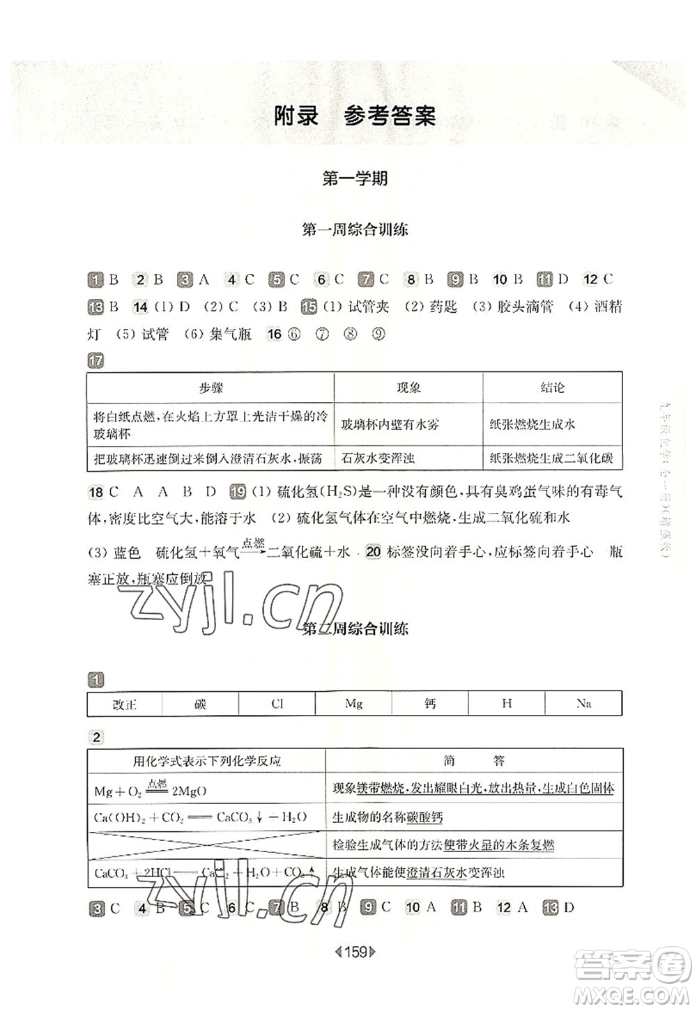 華東師范大學(xué)出版社2022一課一練九年級(jí)化學(xué)全一冊(cè)增強(qiáng)版華東師大版上海專用答案