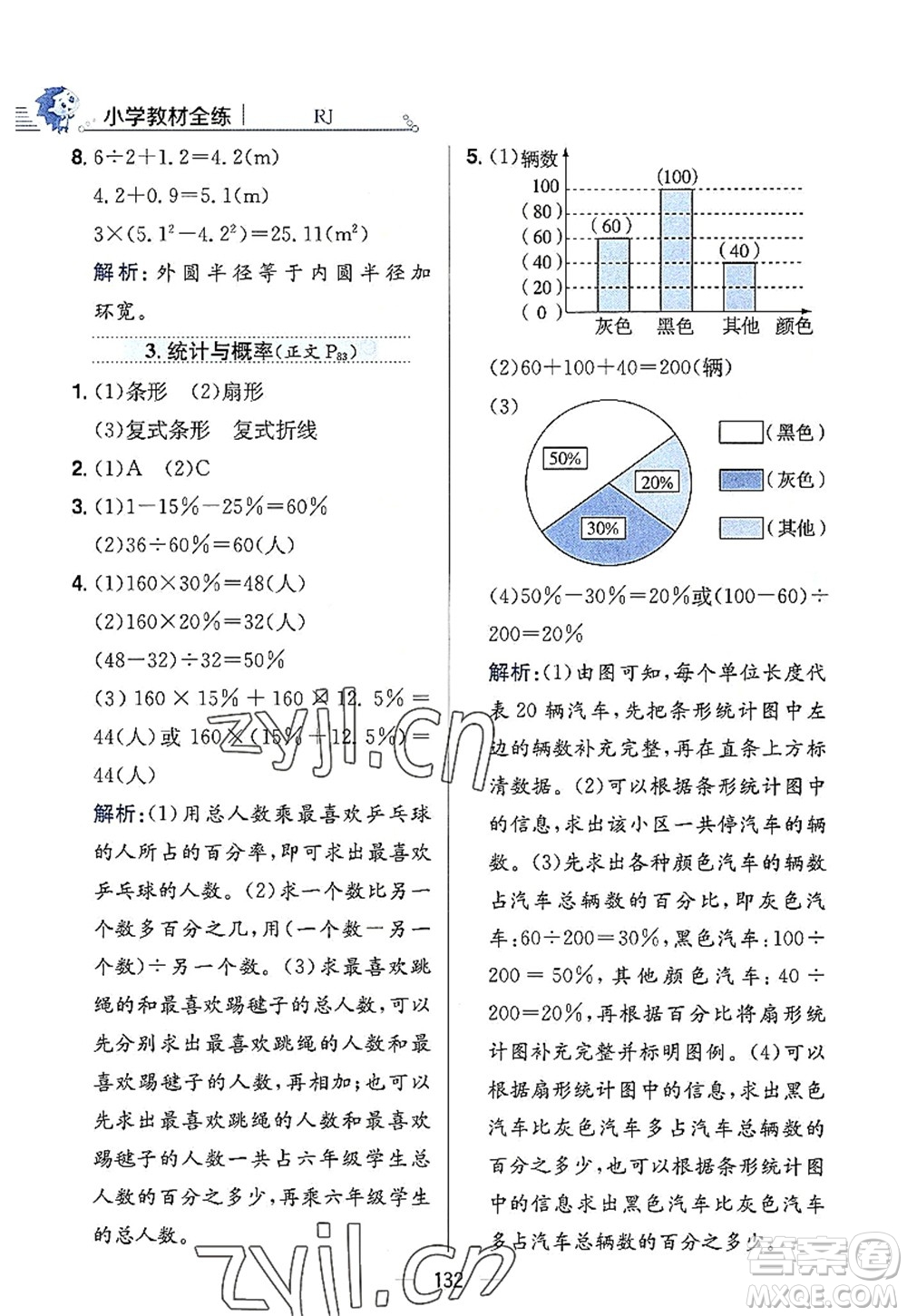 陜西人民教育出版社2022小學(xué)教材全練六年級(jí)數(shù)學(xué)上冊(cè)RJ人教版答案