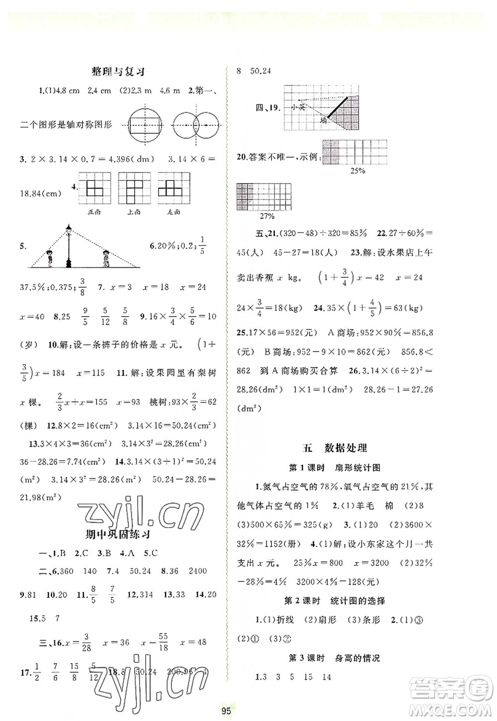 廣西師范大學(xué)出版社2022新課程學(xué)習(xí)與測評同步學(xué)習(xí)六年級數(shù)學(xué)上冊北師大版答案