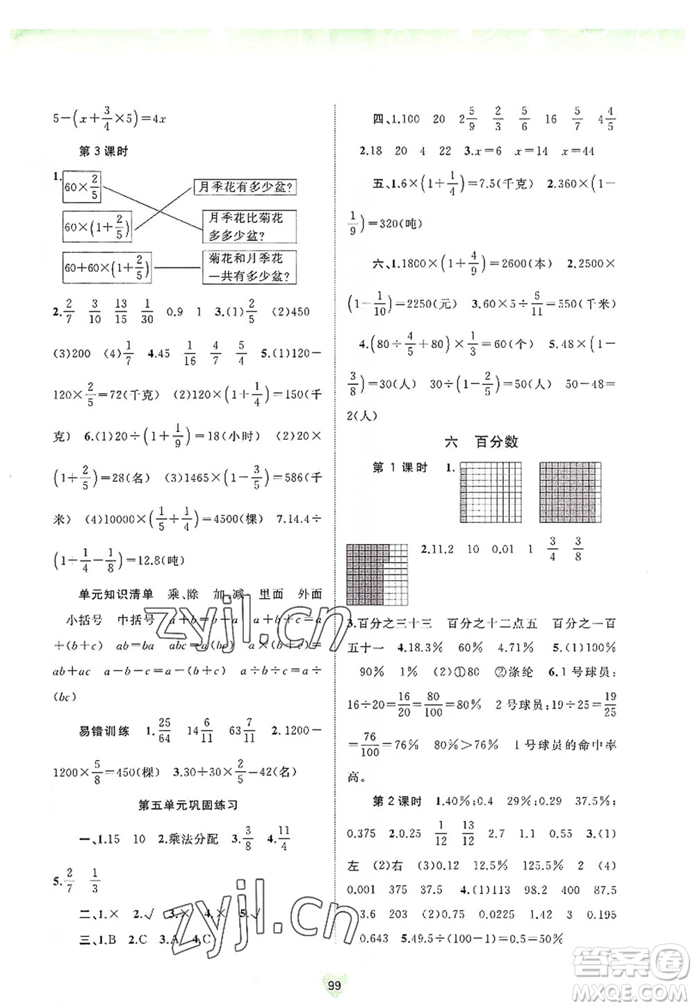 廣西師范大學(xué)出版社2022新課程學(xué)習(xí)與測(cè)評(píng)同步學(xué)習(xí)六年級(jí)數(shù)學(xué)上冊(cè)蘇教版答案