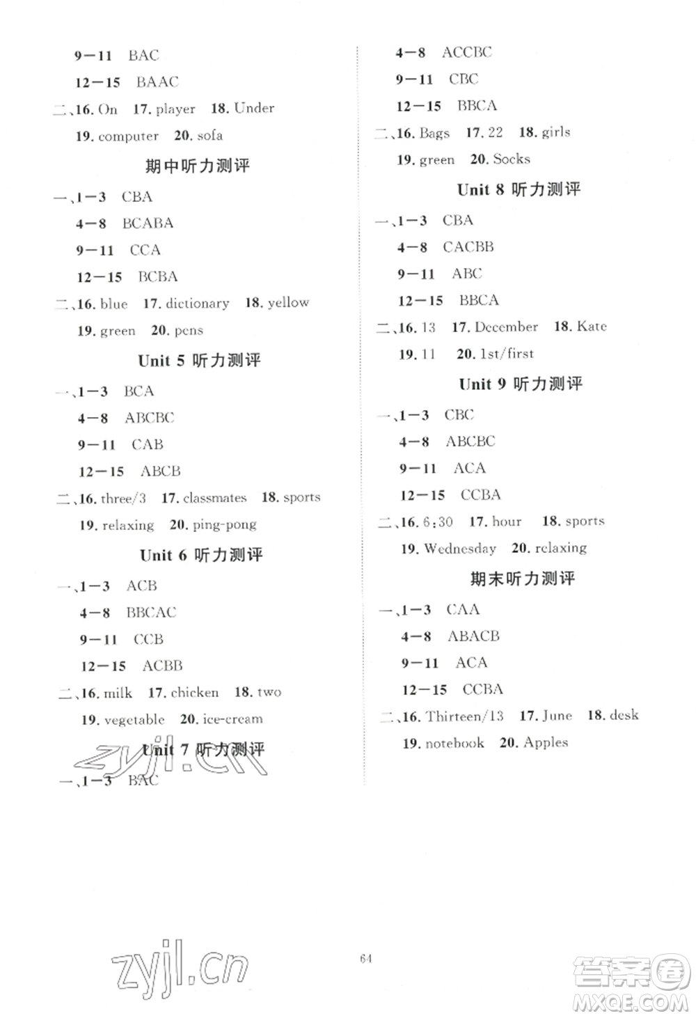 吉林教育出版社2022秋季優(yōu)+學(xué)案課時(shí)通七年級(jí)上冊(cè)英語(yǔ)人教版濟(jì)寧專(zhuān)版參考答案