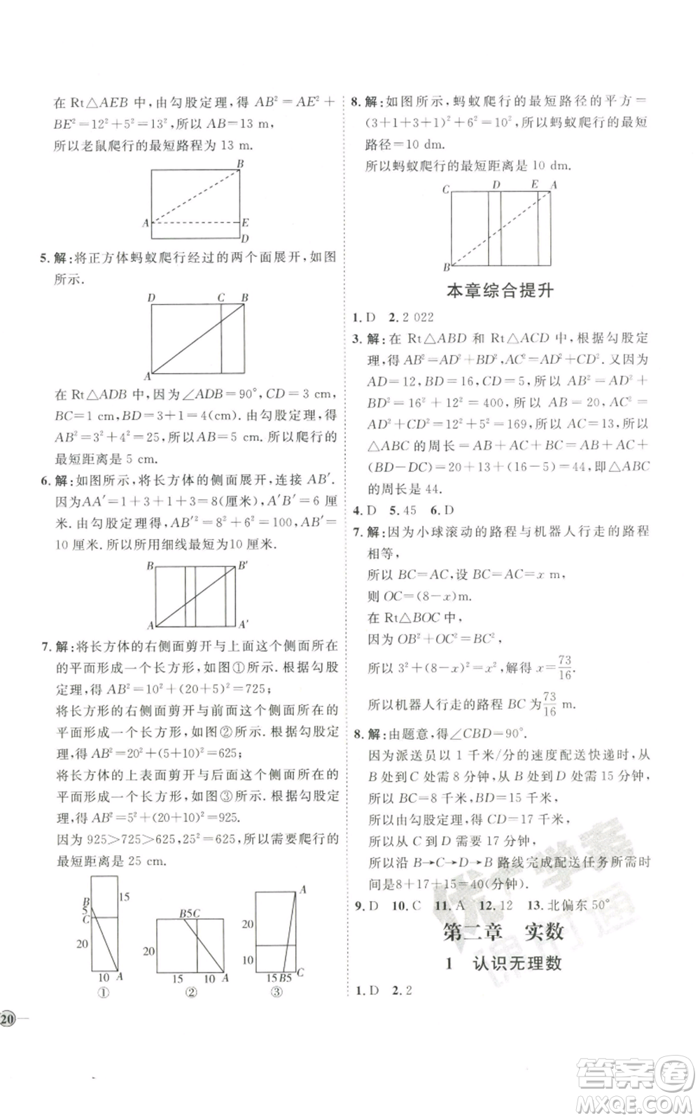 吉林教育出版社2022秋季優(yōu)+學(xué)案課時通八年級上冊數(shù)學(xué)北師大版參考答案