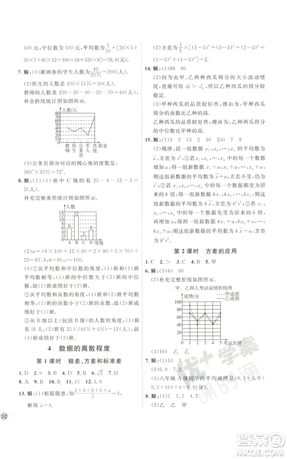 吉林教育出版社2022秋季優(yōu)+學(xué)案課時通八年級上冊數(shù)學(xué)北師大版參考答案