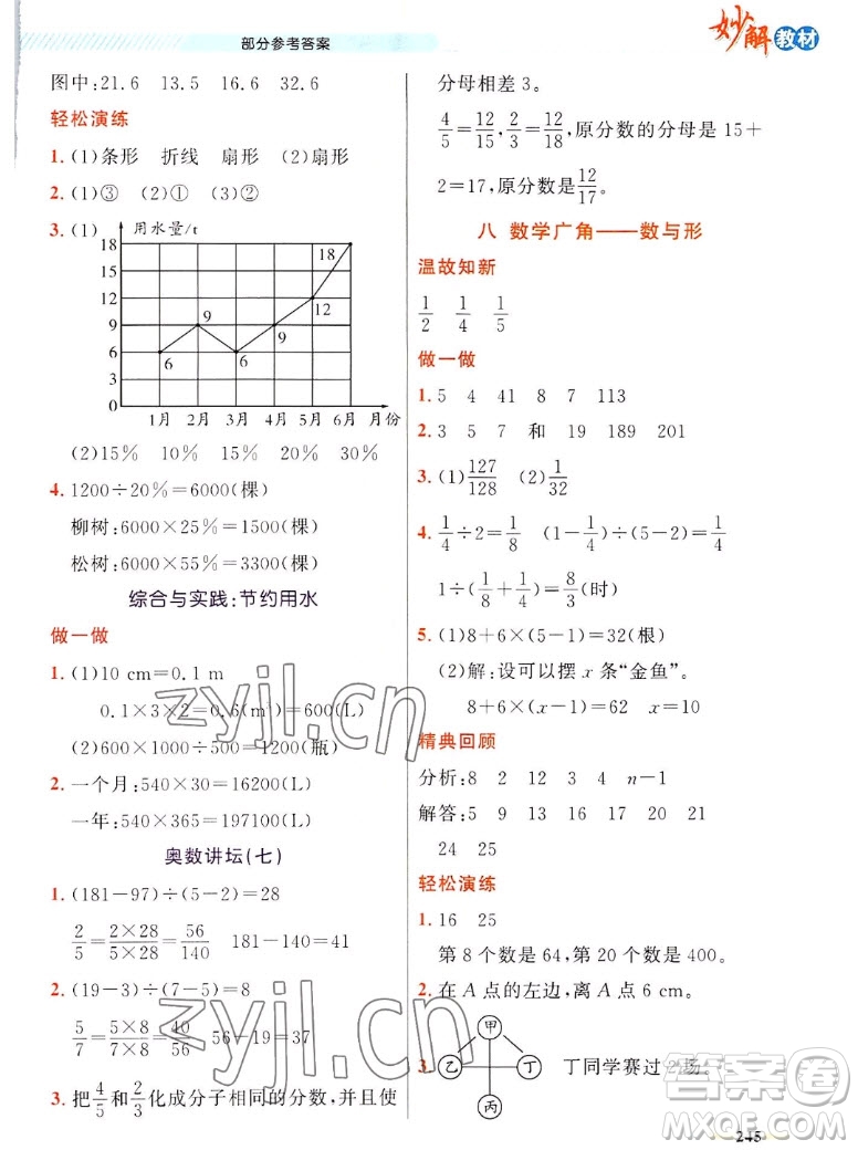 新疆青少年出版社2022秋妙解教材數(shù)學(xué)六年級上冊人教版答案